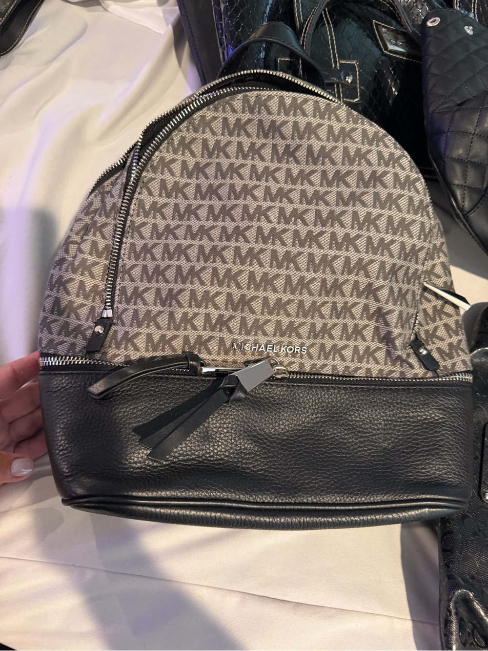 Michael Kors Brown & Black MK Logo Backpack